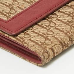 Dior Red/Beige Oblique Fabric and Leather Street Chic Wallet