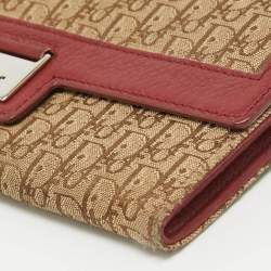 Dior Red/Beige Oblique Fabric and Leather Street Chic Wallet