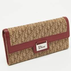 Dior Red/Beige Oblique Fabric and Leather Street Chic Wallet