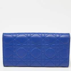Pre Owned Dior Blue Cannage Leather Miss Dior Flap Continental Wallet