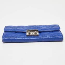 Pre Owned Dior Blue Cannage Leather Miss Dior Flap Continental Wallet