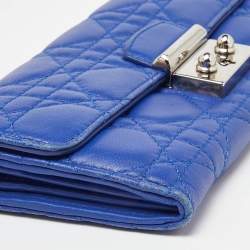Pre Owned Dior Blue Cannage Leather Miss Dior Flap Continental Wallet