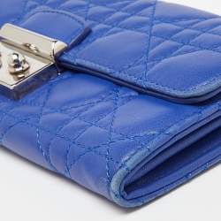 Pre Owned Dior Blue Cannage Leather Miss Dior Flap Continental Wallet