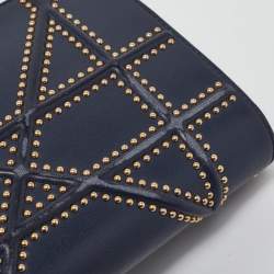 Dior Navy Blue Leather Studded Diorama Wallet on Chain