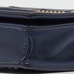 Dior Navy Blue Leather Studded Diorama Wallet on Chain