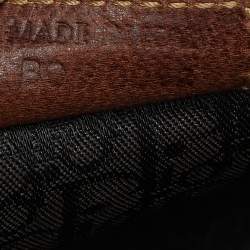 Pre Owned Dior Brown Perforated Suede and Leather Patchwork Hobo