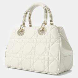 Dior White Leather Medium The Lady 95.22 Top Handle Bag