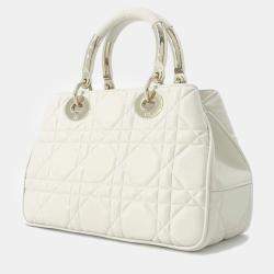 Dior White Leather Medium The Lady 95.22 Top Handle Bag