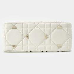 Dior White Leather Medium The Lady 95.22 Top Handle Bag