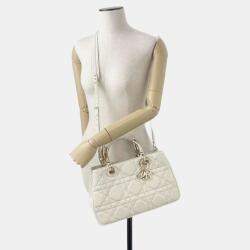 Dior White Leather Medium The Lady 95.22 Top Handle Bag