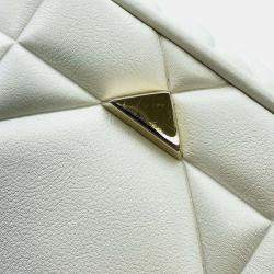 Dior White Leather Medium The Lady 95.22 Top Handle Bag