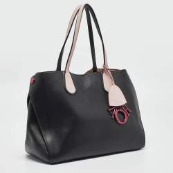 Pre Owned Dior Black/Pink Leather Small Dior Addict Shopping Tote