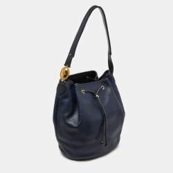 Pre Owned Dior Blue Leather String Bucket Bag