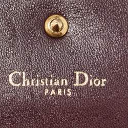 Pre Owned Dior Burgundy Leather Studded Diorama Trifold Wallet