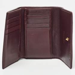 Pre Owned Dior Burgundy Leather Studded Diorama Trifold Wallet