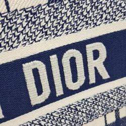 Dior Navy Blue/Ivory Oblique Canvas Book Tote Bag