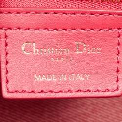 Pre Owned Dior Pink Cannage Denim Medium Caro Shoulder Bag