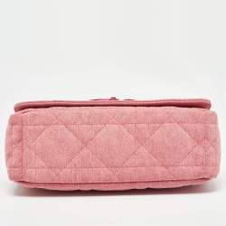 Pre Owned Dior Pink Cannage Denim Medium Caro Shoulder Bag