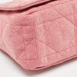 Pre Owned Dior Pink Cannage Denim Medium Caro Shoulder Bag
