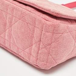 Pre Owned Dior Pink Cannage Denim Medium Caro Shoulder Bag