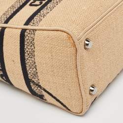 Pre Owned Dior Beige Jute Union Embroidered Medium Lady D-Lite Tote
