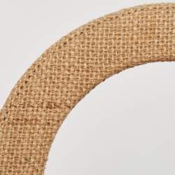 Pre Owned Dior Beige Jute Union Embroidered Medium Lady D-Lite Tote