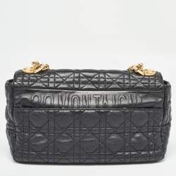 Dior Black Cannage Leather Medium Caro Shoulder Bag