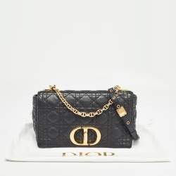 Dior Black Cannage Leather Medium Caro Shoulder Bag