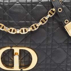 Dior Black Cannage Leather Medium Caro Shoulder Bag