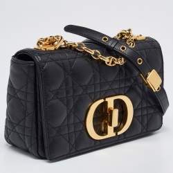 Pre Owned Dior Black Cannage Leather Small Caro Shoulder Bag