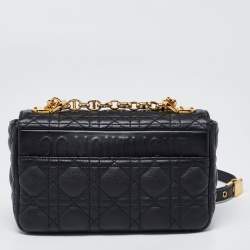Pre Owned Dior Black Cannage Leather Small Caro Shoulder Bag