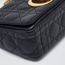 Pre Owned Dior Black Cannage Leather Small Caro Shoulder Bag