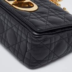 Pre Owned Dior Black Cannage Leather Small Caro Shoulder Bag