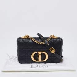 Pre Owned Dior Black Cannage Leather Small Caro Shoulder Bag