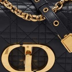 Pre Owned Dior Black Cannage Leather Small Caro Shoulder Bag