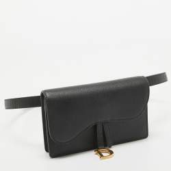 Dior Black Leather Saddle Belt Pouch