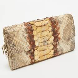 مملوكة مسبقًا Dior Beige Python and Leather Lady Dior Wallet On Chain