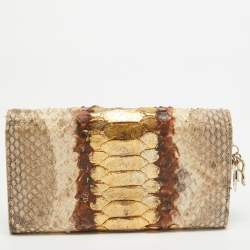 مملوكة مسبقًا Dior Beige Python and Leather Lady Dior Wallet On Chain