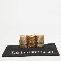 مملوكة مسبقًا Dior Beige Python and Leather Lady Dior Wallet On Chain