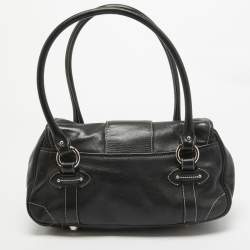 Pre Owned Dior Black Leather St. Germain Flap Satchel