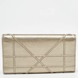 Pre Owned Dior Gold Leather Diorama Continental Wallet
