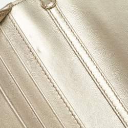 Pre Owned Dior Gold Leather Diorama Continental Wallet