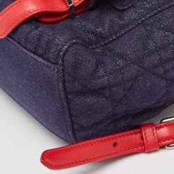 Dior Blue/Red Cannage Denim Small Stardust Backpack