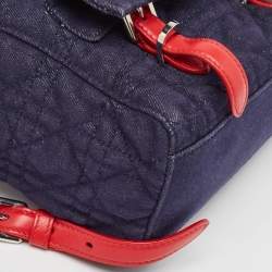 Dior Blue/Red Cannage Denim Small Stardust Backpack