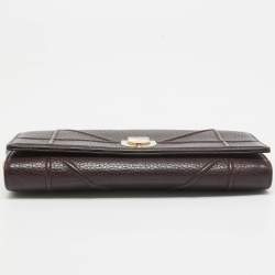 Pre Owned Dior Burgundy Leather Diorama Wallet on Chain