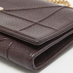 Pre Owned Dior Burgundy Leather Diorama Wallet on Chain