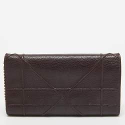 Pre Owned Dior Burgundy Leather Diorama Wallet on Chain