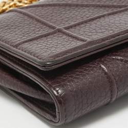 Pre Owned Dior Burgundy Leather Diorama Wallet on Chain