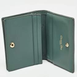 Dior Green Leather Diorama Bifold Compact Wallet