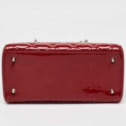 Dior Red Cannage Patent Leather Medium Lady Dior Tote